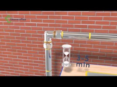 Изгиб трубопровода 90º с фитингами - видео о монтаже трубной теплоизоляции Thermaflex
